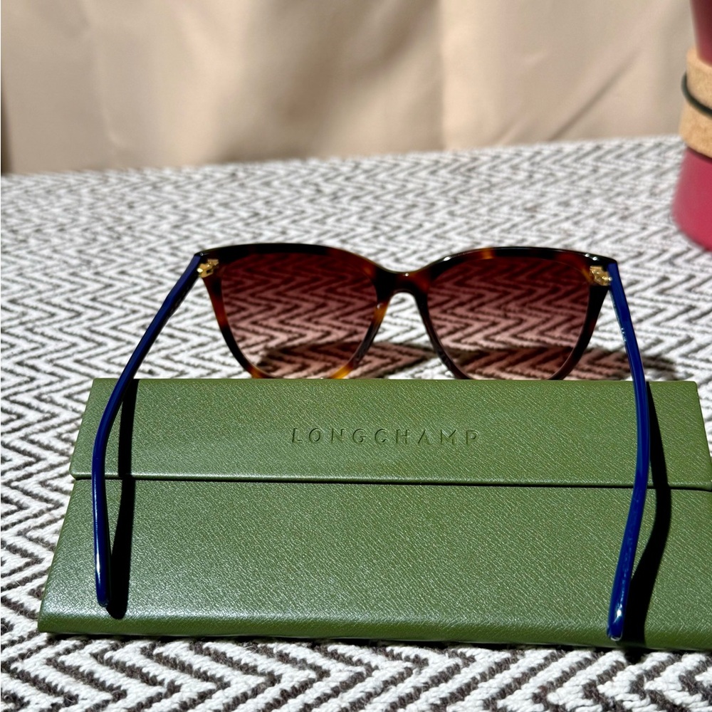 Longchamp Tortoise & Blue Cat-Eye Sunglasses - LO718S 230 - NWOT - Picture 10 of 11